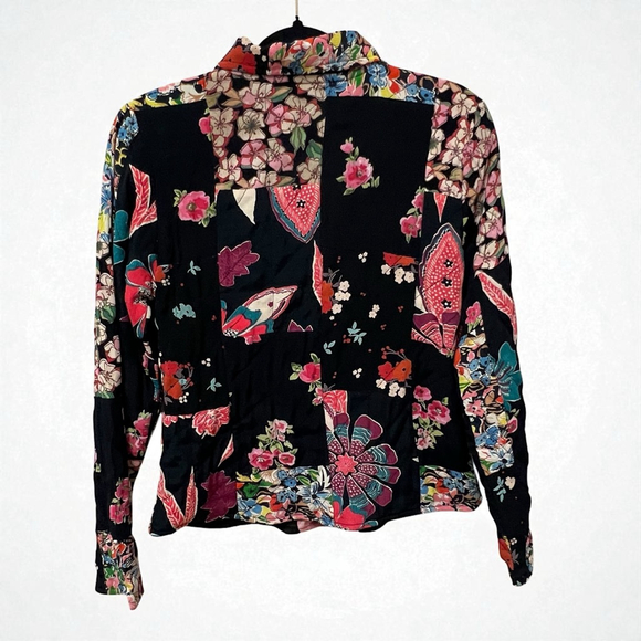 Mohito Women’s Vintage Inspired Patchwork Floral Blazer Jacket Black Boho Small - Picture 5 of 16